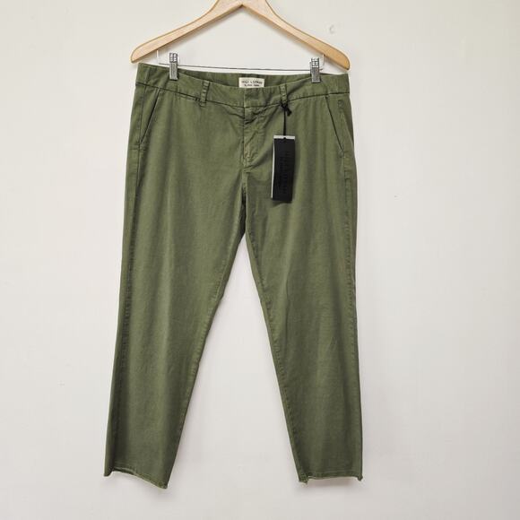 Nili Lotan East Hampton Pant Size 10 Olive Green Raw Hem Chino Straight Leg NWT - Picture 1 of 16